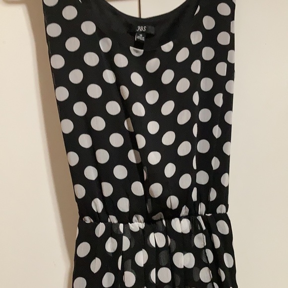 JBS Black Polka Dot Dress - Black dress with white polka dots, High-Low - Picture 5 of 12